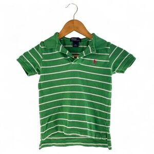 Vtg Polo Ralph Lauren Striped Polo Shirt Green White Pink Pony Logo
size 4T